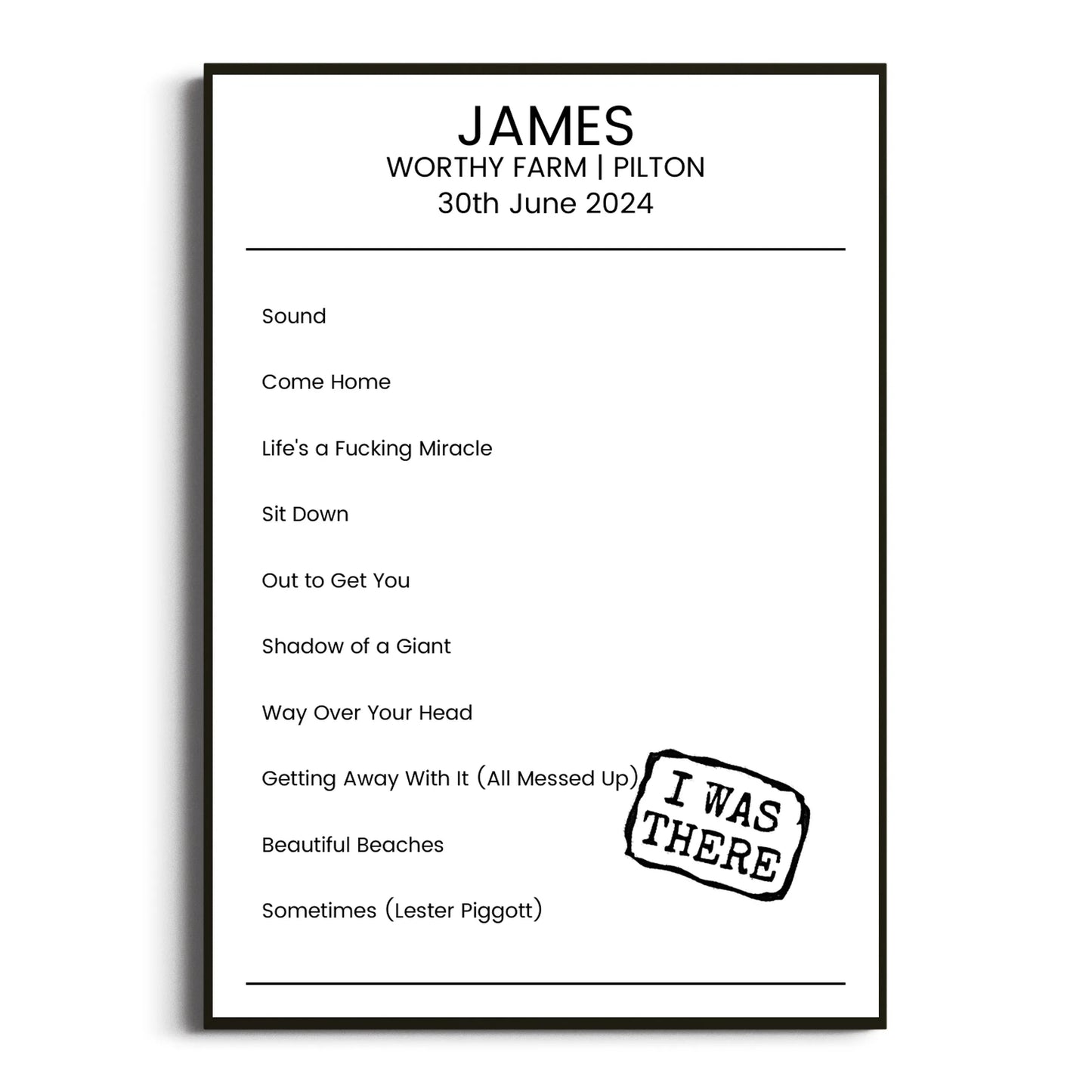 James Pilton 30 June 2024 Setlist Poster