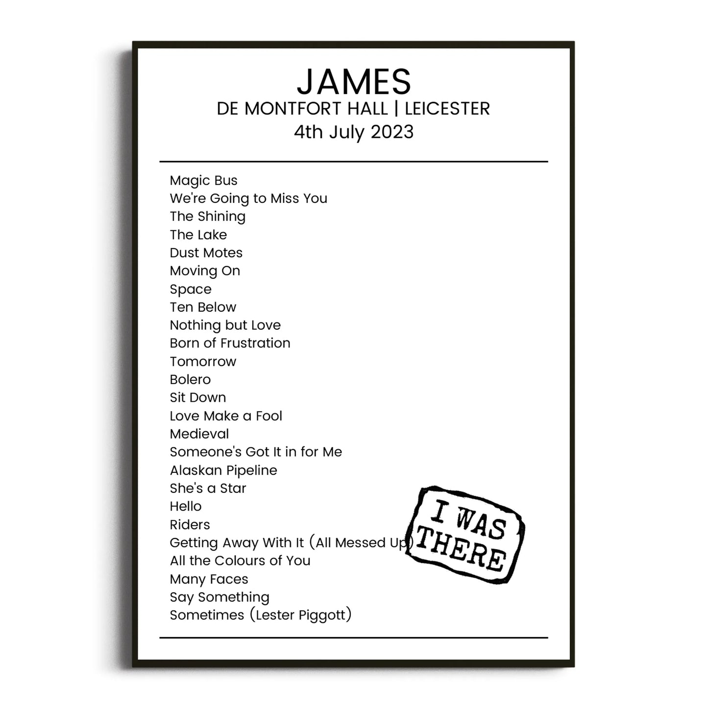 James Leicester 04 July 2023 Setlist Poster