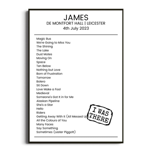 James Leicester 04 July 2023 Setlist Poster