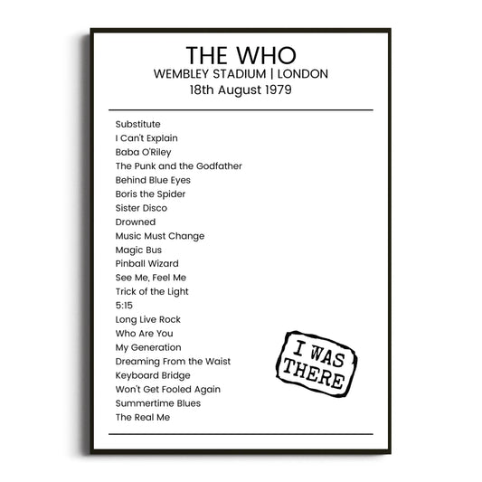 The Who London 18 August 1979 Setlist Poster