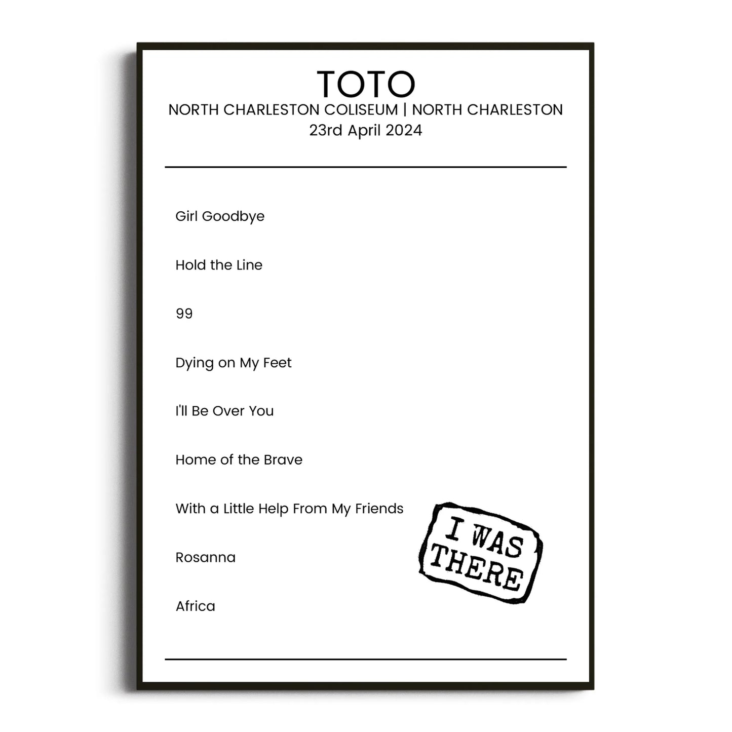 Toto North Charleston 23 April 2024 Setlist Poster