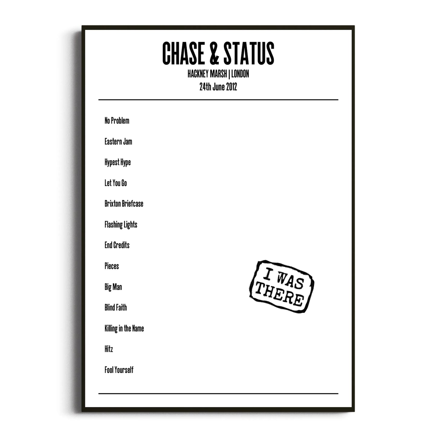 Chase & Status London 24 June 2012 Setlist Poster