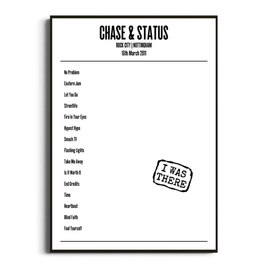 Chase & Status Nottingham 13 March 2011 Setlist Poster