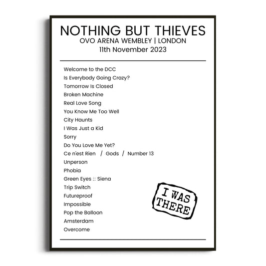 Nothing But Thieves London 11 November 2023 Setlist Poster