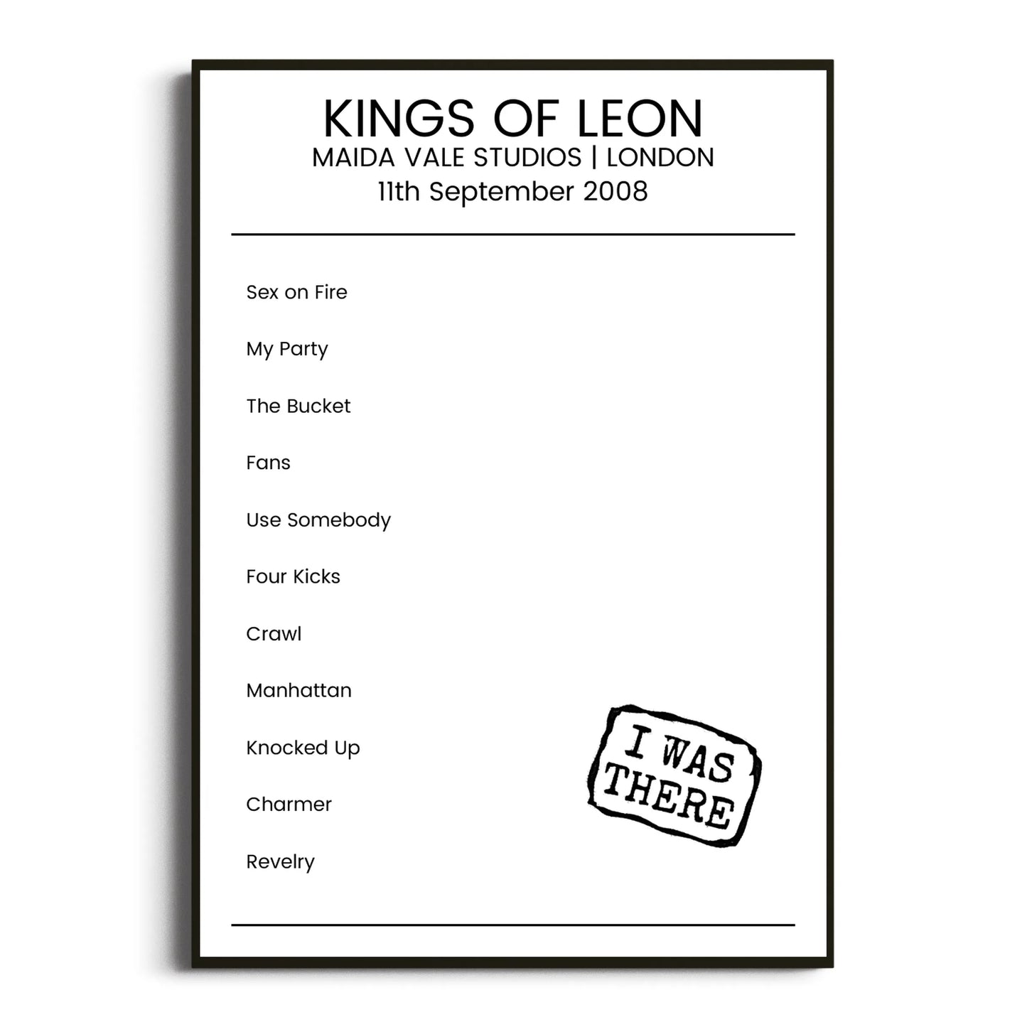 Kings of Leon London 11 September 2008 Setlist Poster