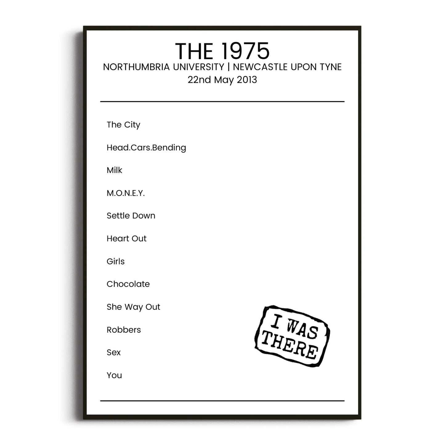 The 1975 Newcastle upon Tyne 22 May 2013 Setlist Poster