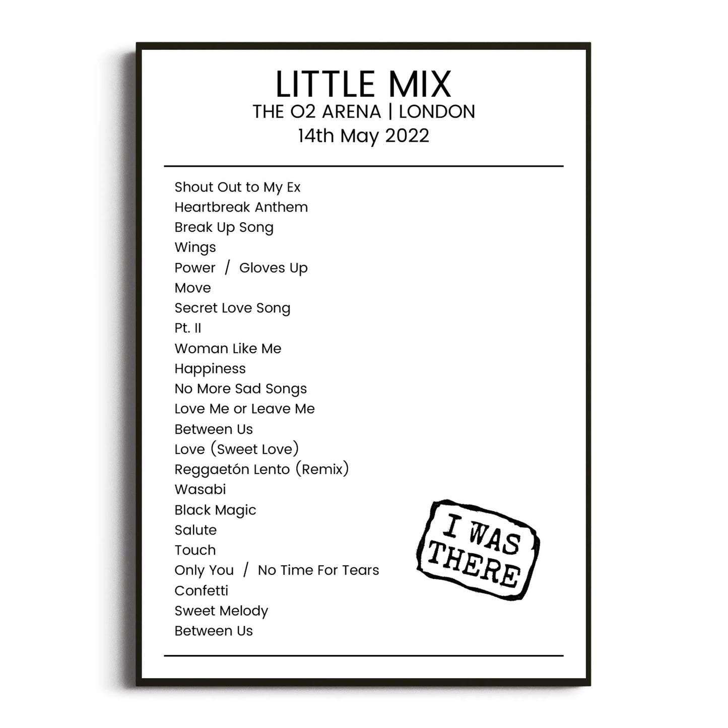 Little Mix London 14 May 2022 Setlist Poster