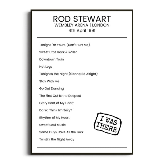 Rod Stewart London 04 April 1991 Setlist Poster