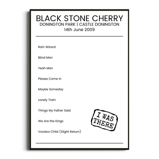 Black Stone Cherry Castle Donington 14 June 2009 Setlist Poster