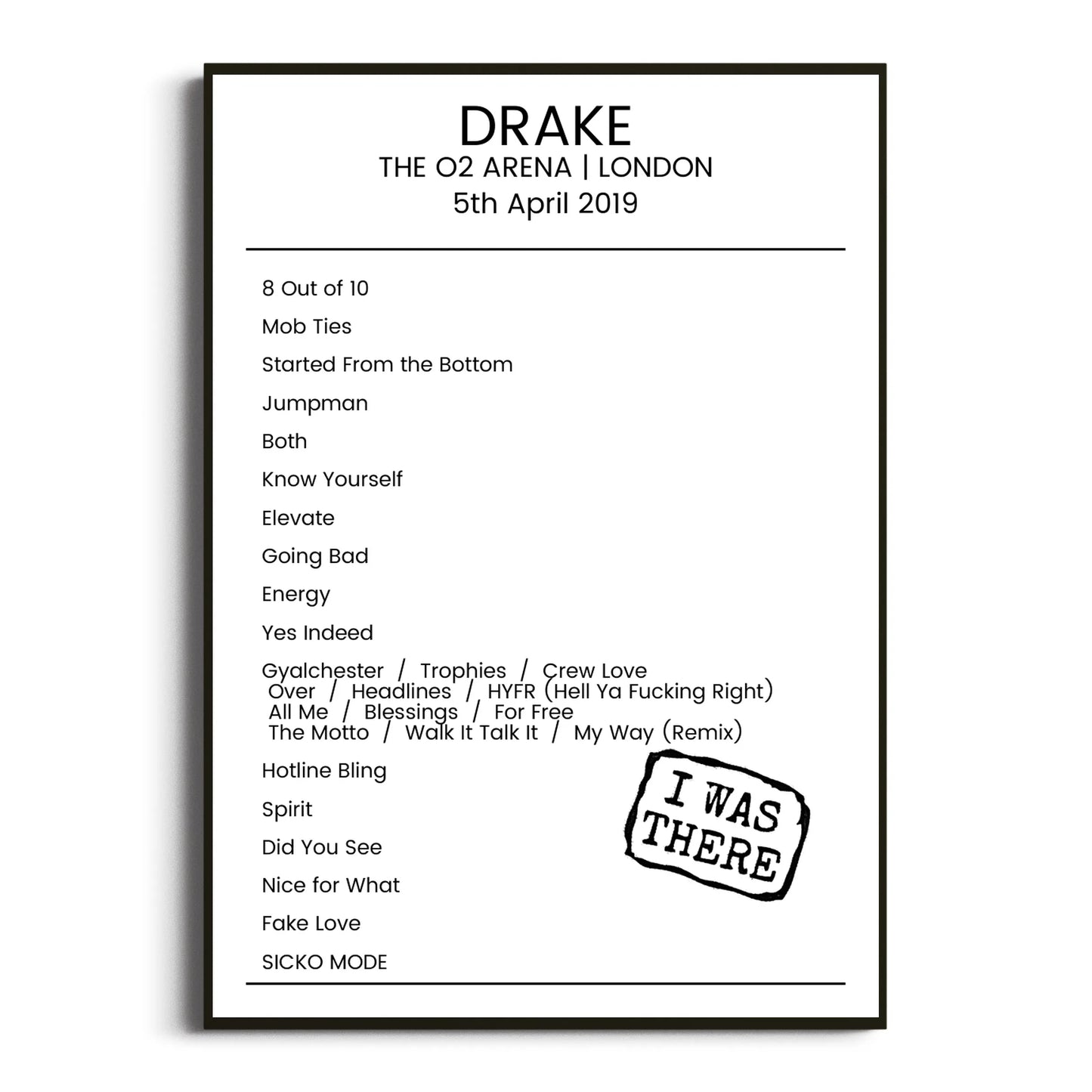 Drake London 05 April 2019 Setlist Poster