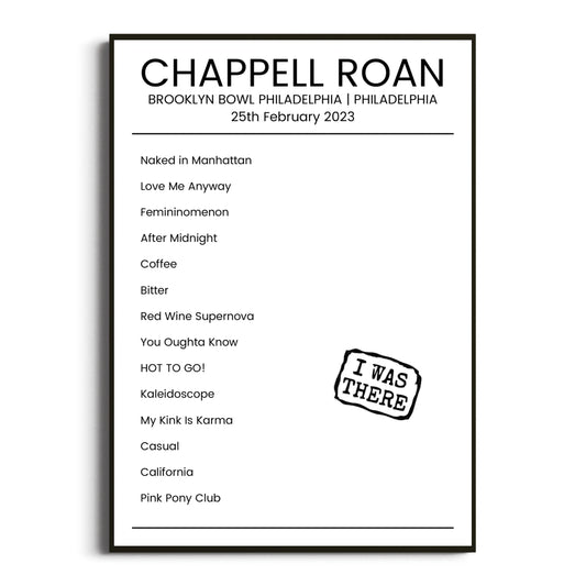 Chappell Roan Philadelphia 25 February 2023 Setlist Poster