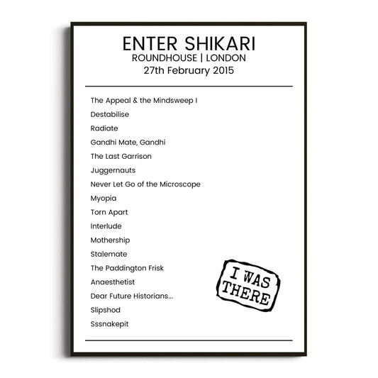 Enter Shikari London 27 February 2015 Setlist Poster