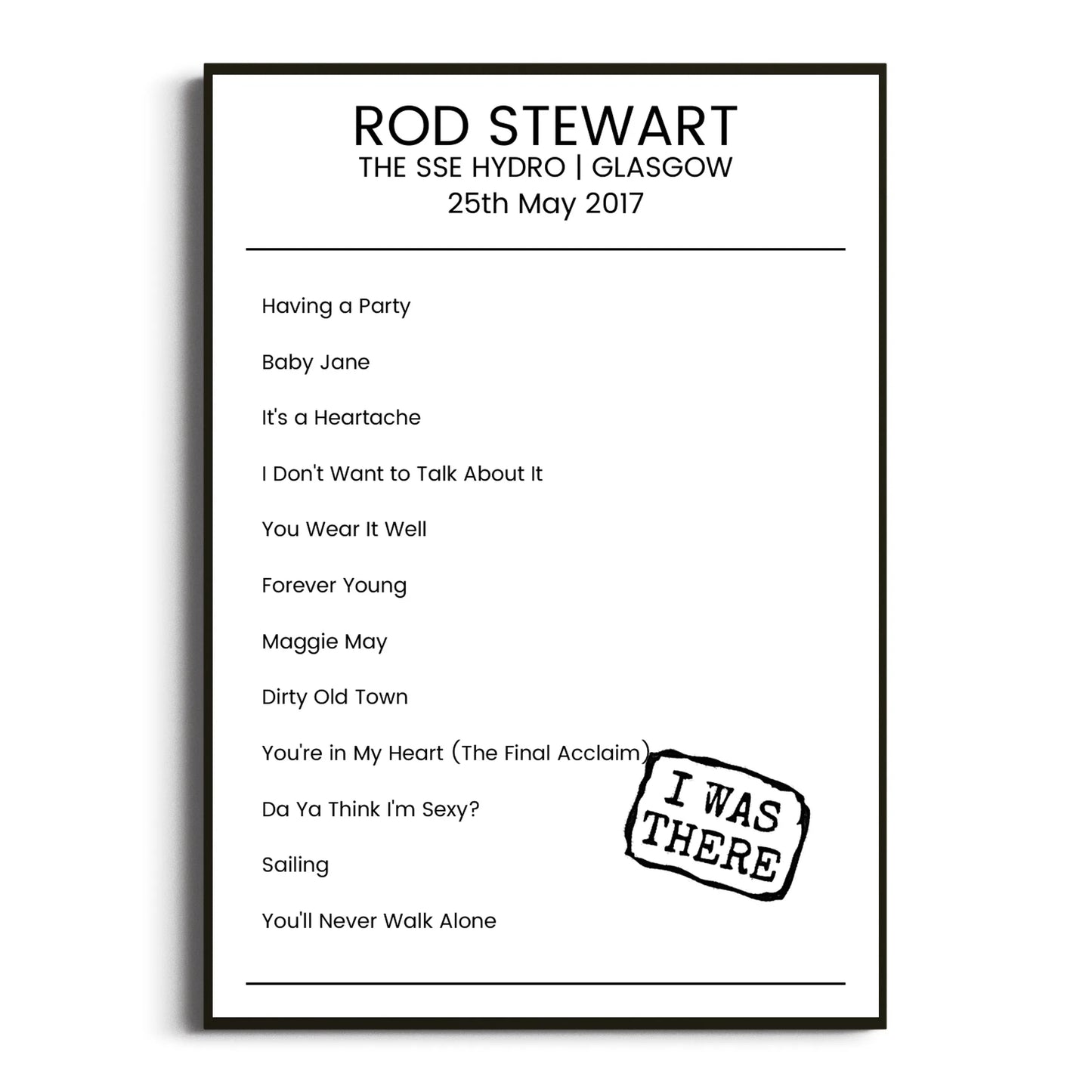 Rod Stewart Glasgow 25 May 2017 Setlist Poster