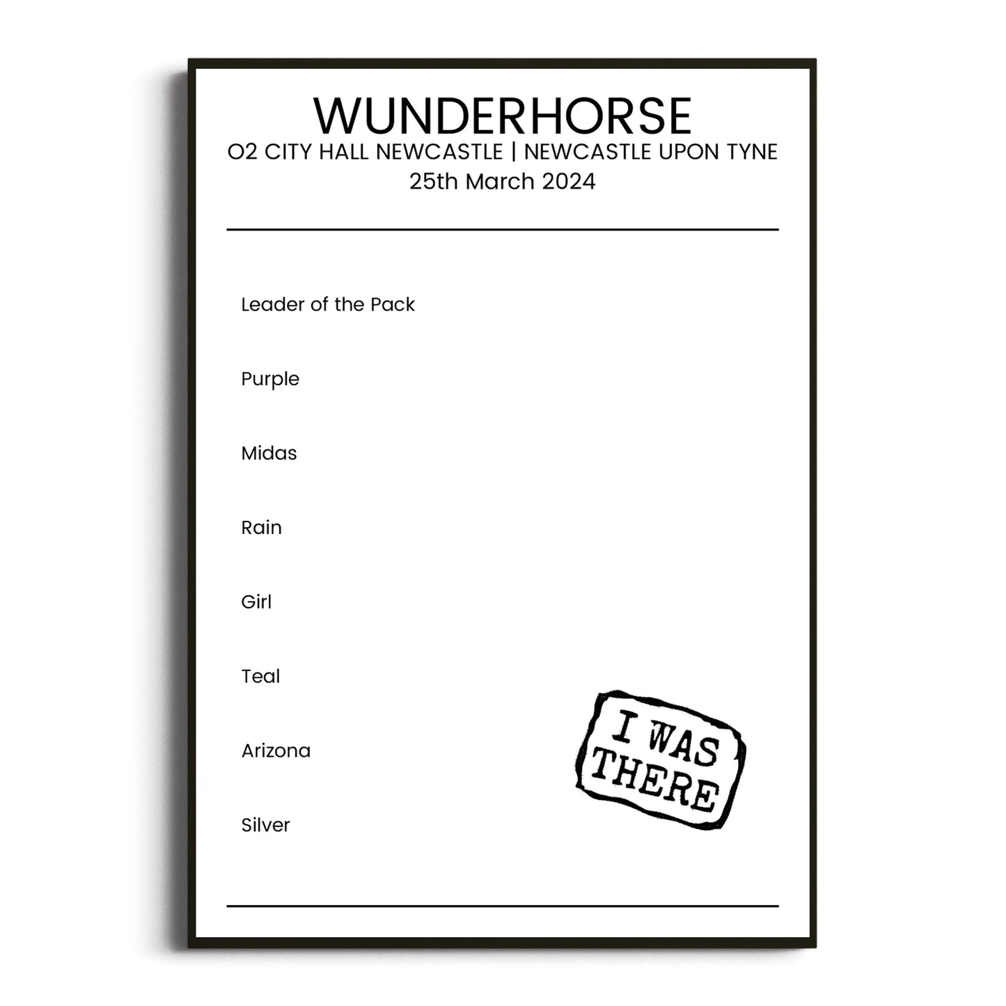 Wunderhorse Newcastle upon Tyne 25 March 2024 Setlist Poster