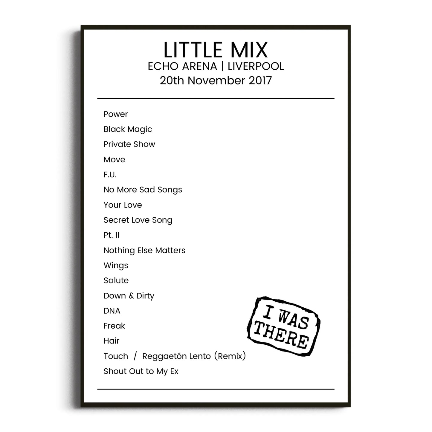 Little Mix Liverpool 20 November 2017 Setlist Poster