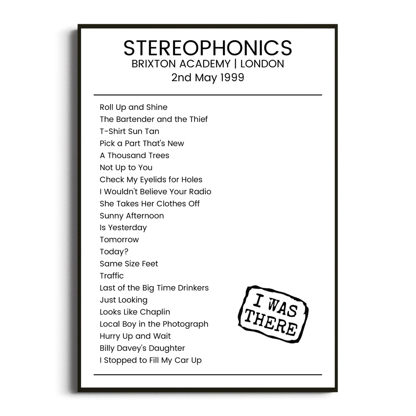 Stereophonics London 02 May 1999 Setlist Poster