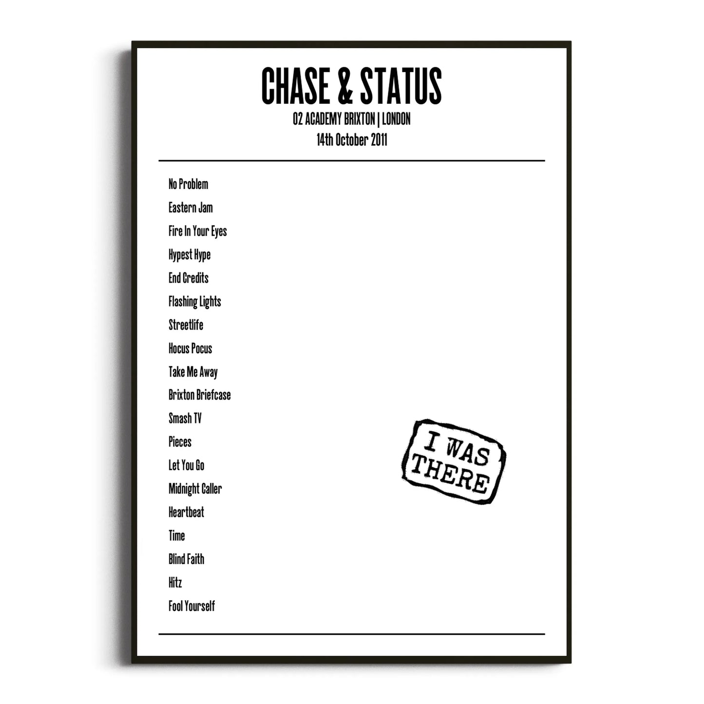 Chase & Status London 14 October 2011 Setlist Poster