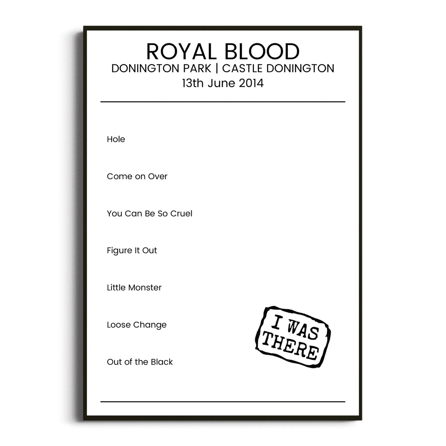 Royal Blood Castle Donington 13 June 2014 Setlist Poster