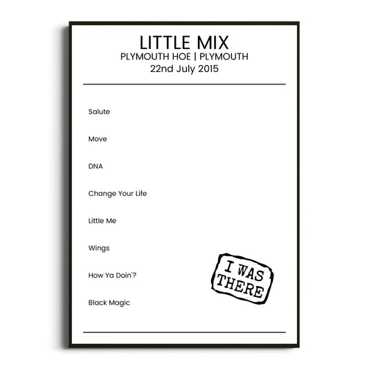 Little Mix Plymouth 22 July 2015 Setlist Poster