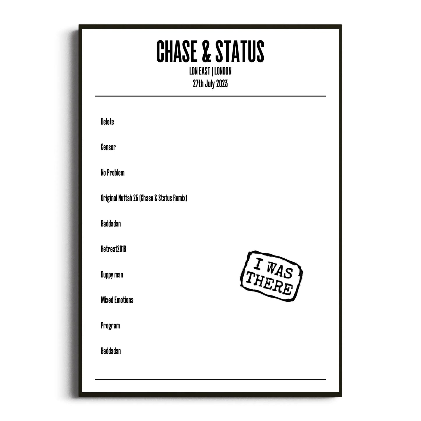 Chase & Status London 27 July 2023 Setlist Poster