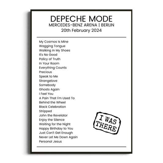 Depeche Mode Berlin 20 February 2024 Setlist Poster