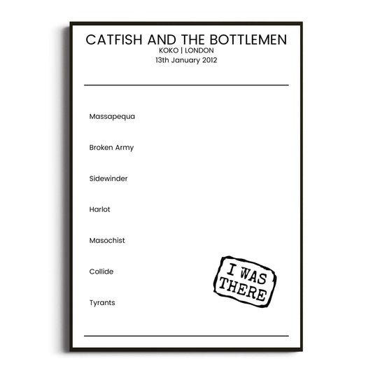 Catfish and the Bottlemen London 13 January 2012 Setlist Poster