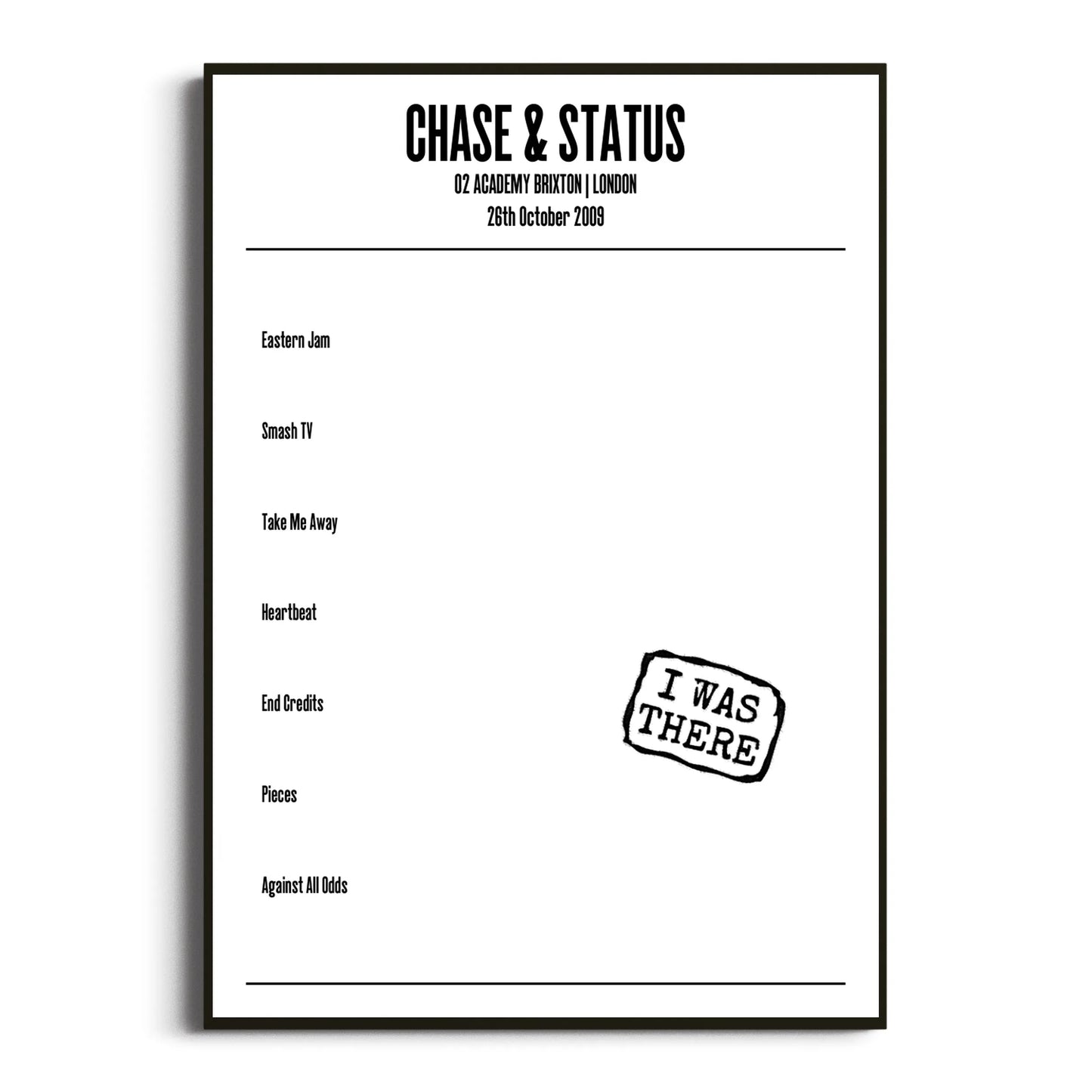 Chase & Status London 26 October 2009 Setlist Poster