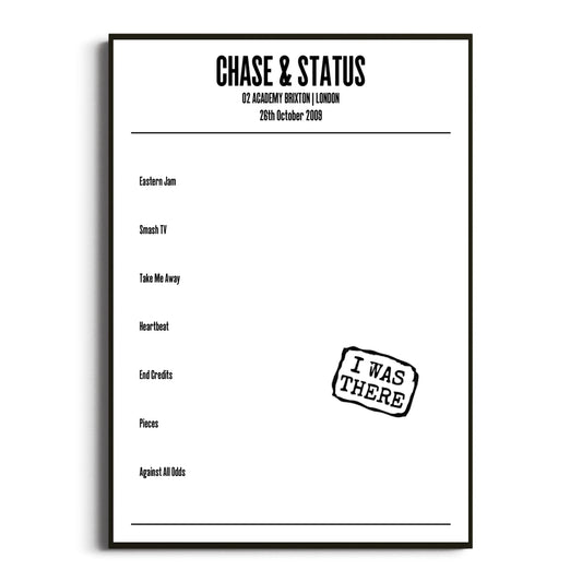 Chase & Status London 26 October 2009 Setlist Poster