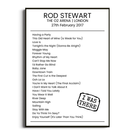 Rod Stewart London 27 February 2017 Setlist Poster