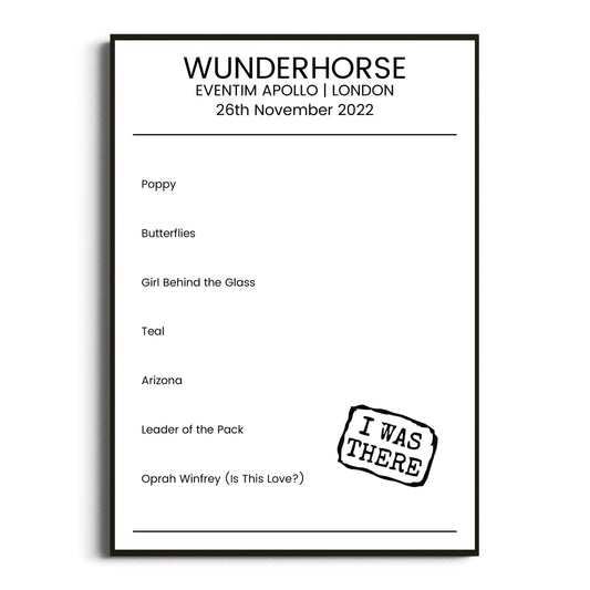 Wunderhorse London 26 November 2022 Setlist Poster