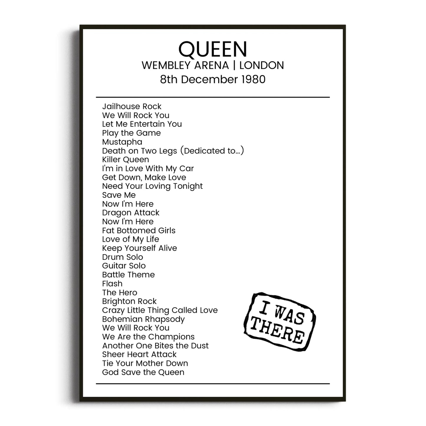 Queen London 08 December 1980 Setlist Poster