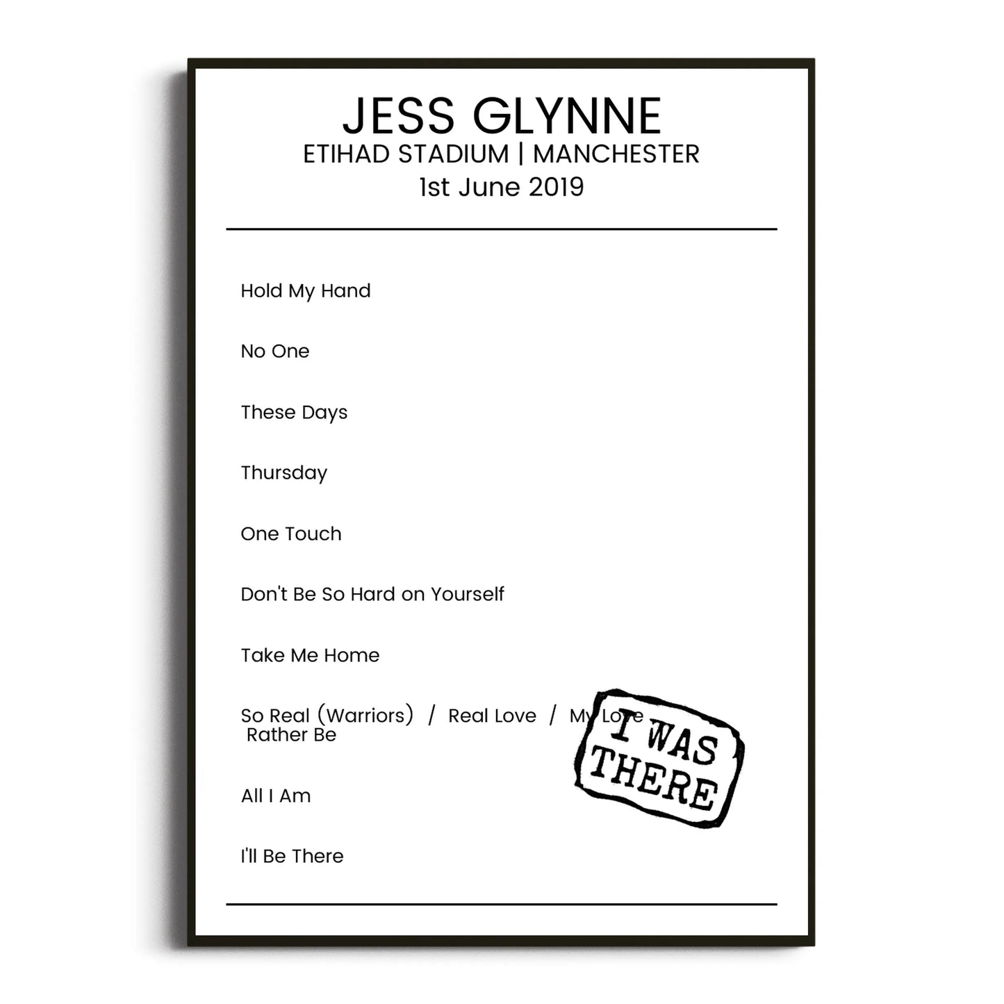 Jess Glynne Manchester 01 June 2019 Setlist Poster