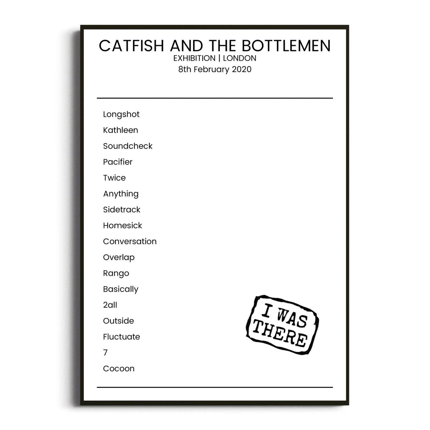 Catfish and the Bottlemen London 08 February 2020 Setlist Poster