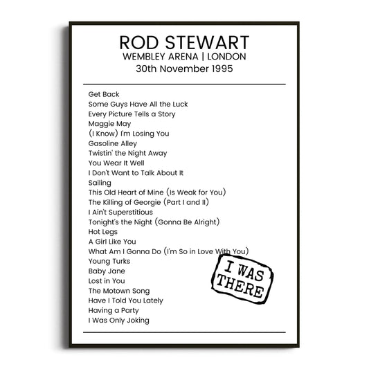 Rod Stewart London 30 November 1995 Setlist Poster