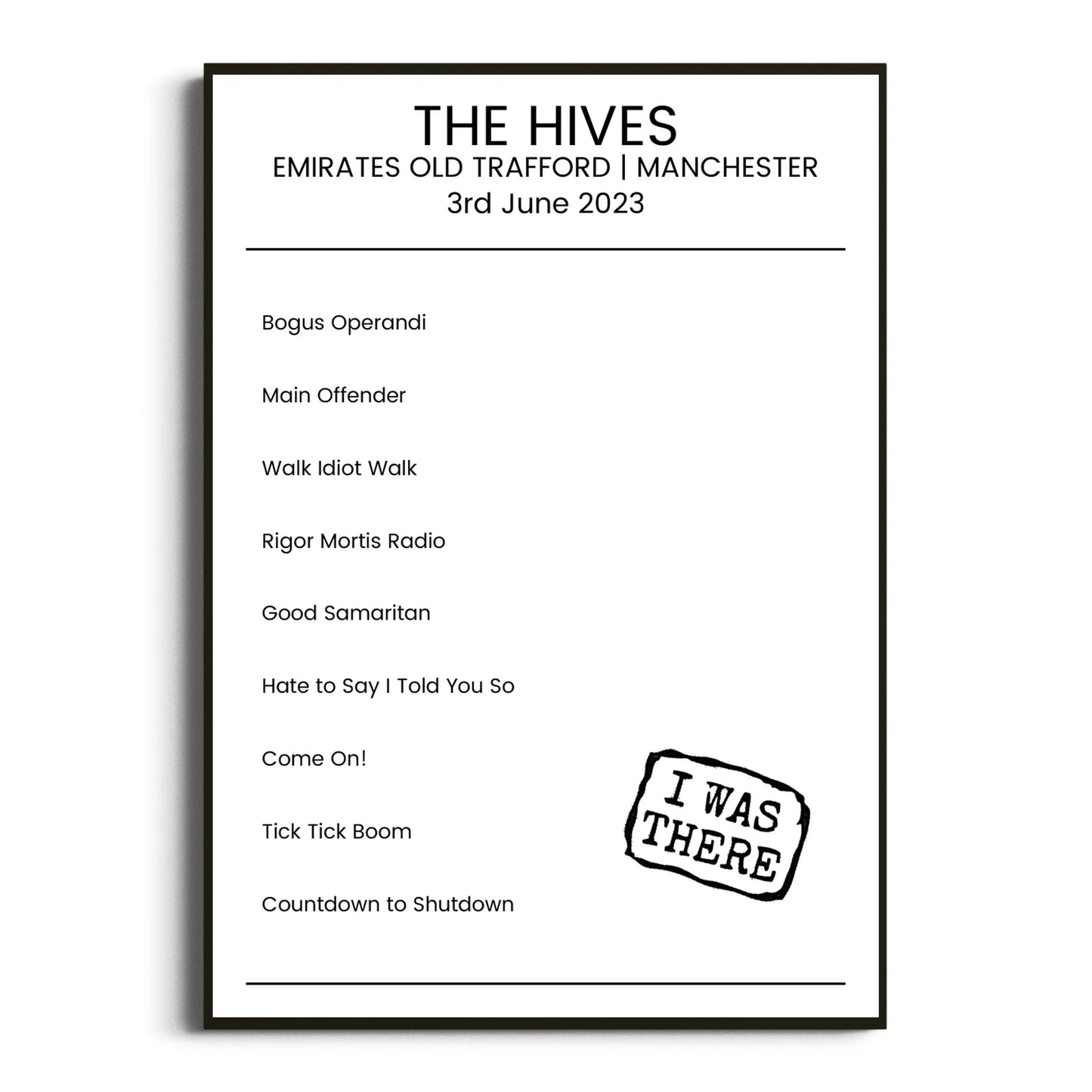 The Hives Manchester 03 June 2023 Setlist Poster