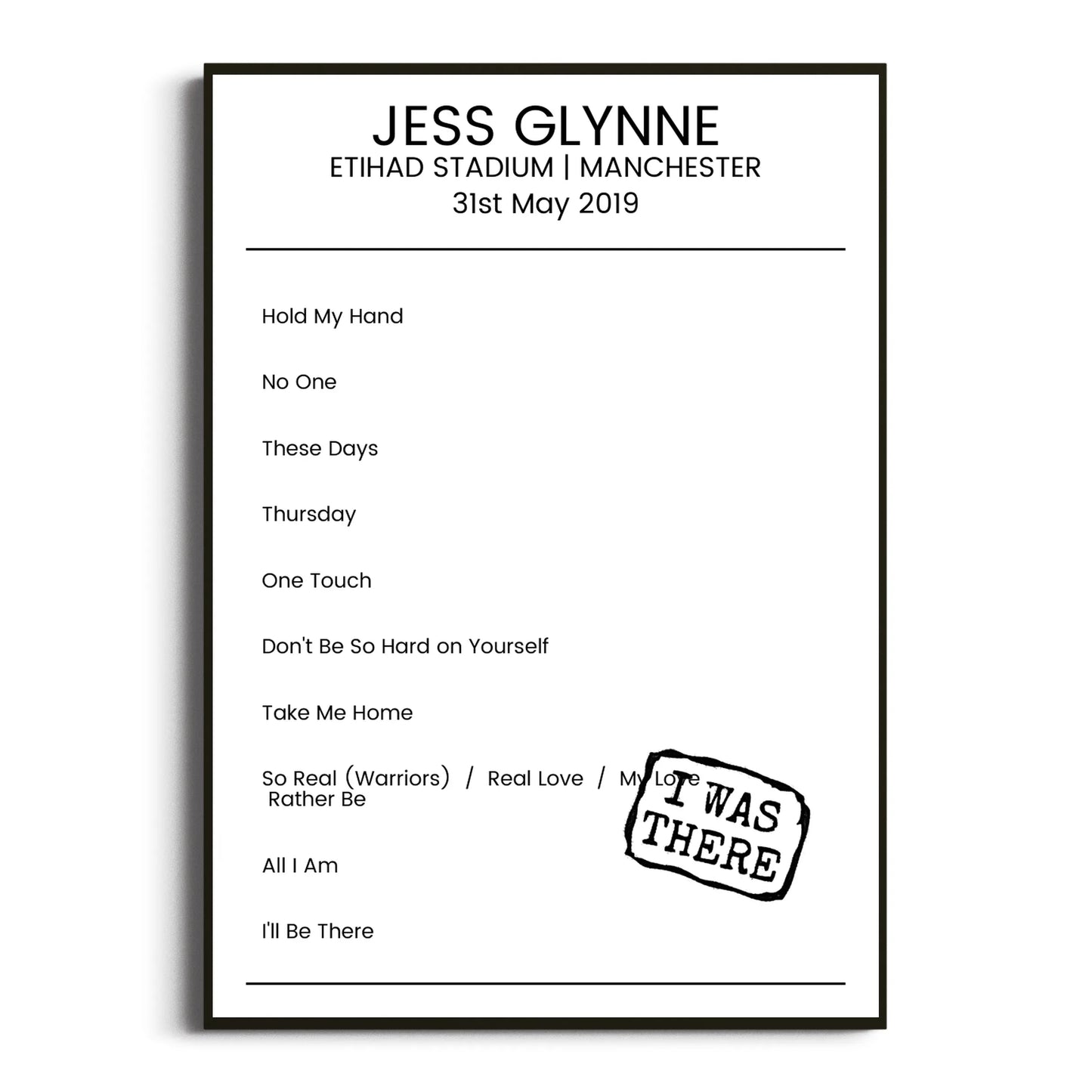 Jess Glynne Manchester 31 May 2019 Setlist Poster