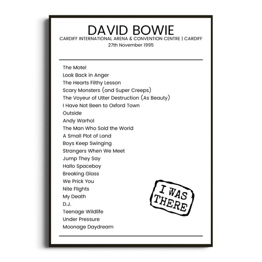 David Bowie Cardiff 27 November 1995 Setlist Poster