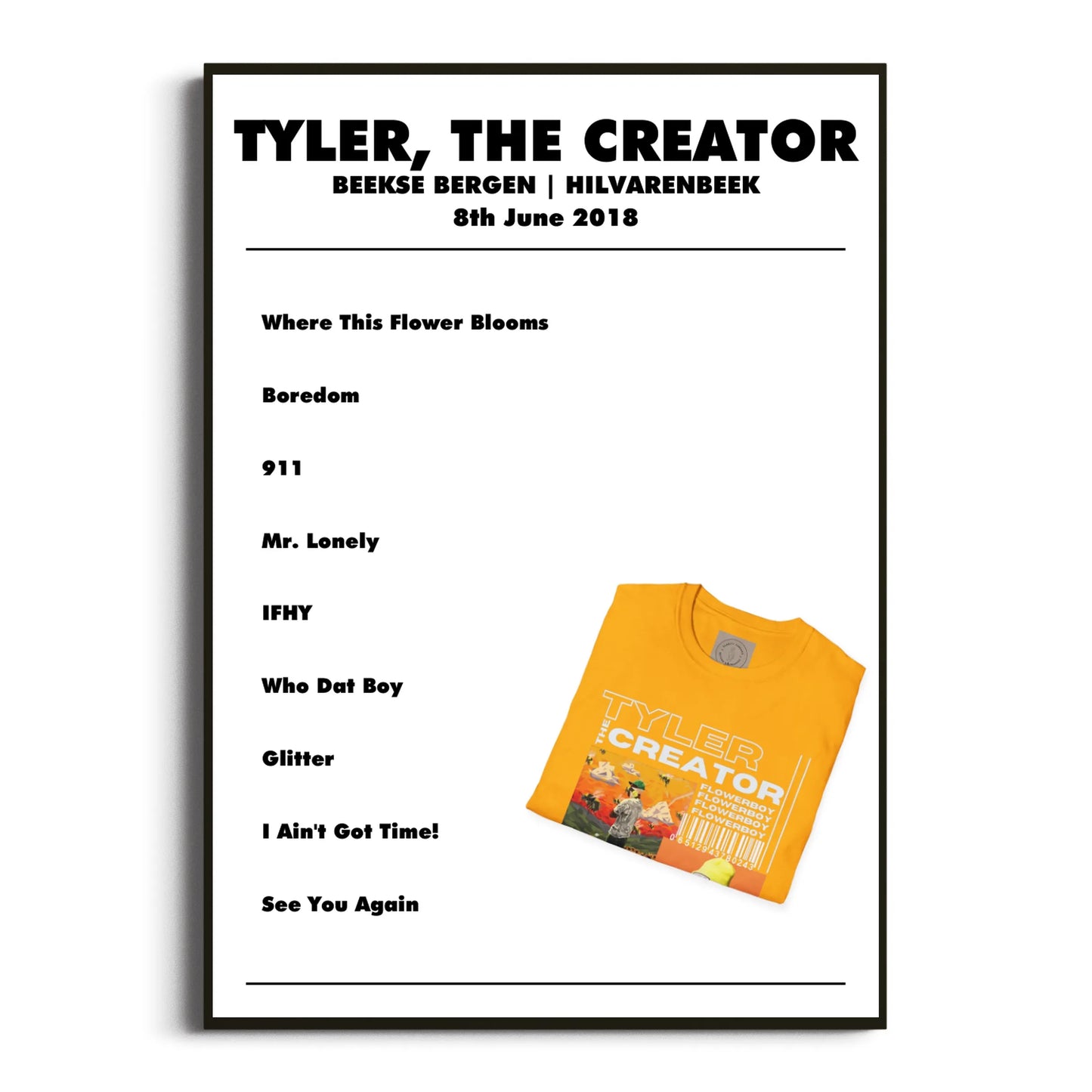 Tyler, The Creator Hilvarenbeek 08 June 2018 Setlist Poster