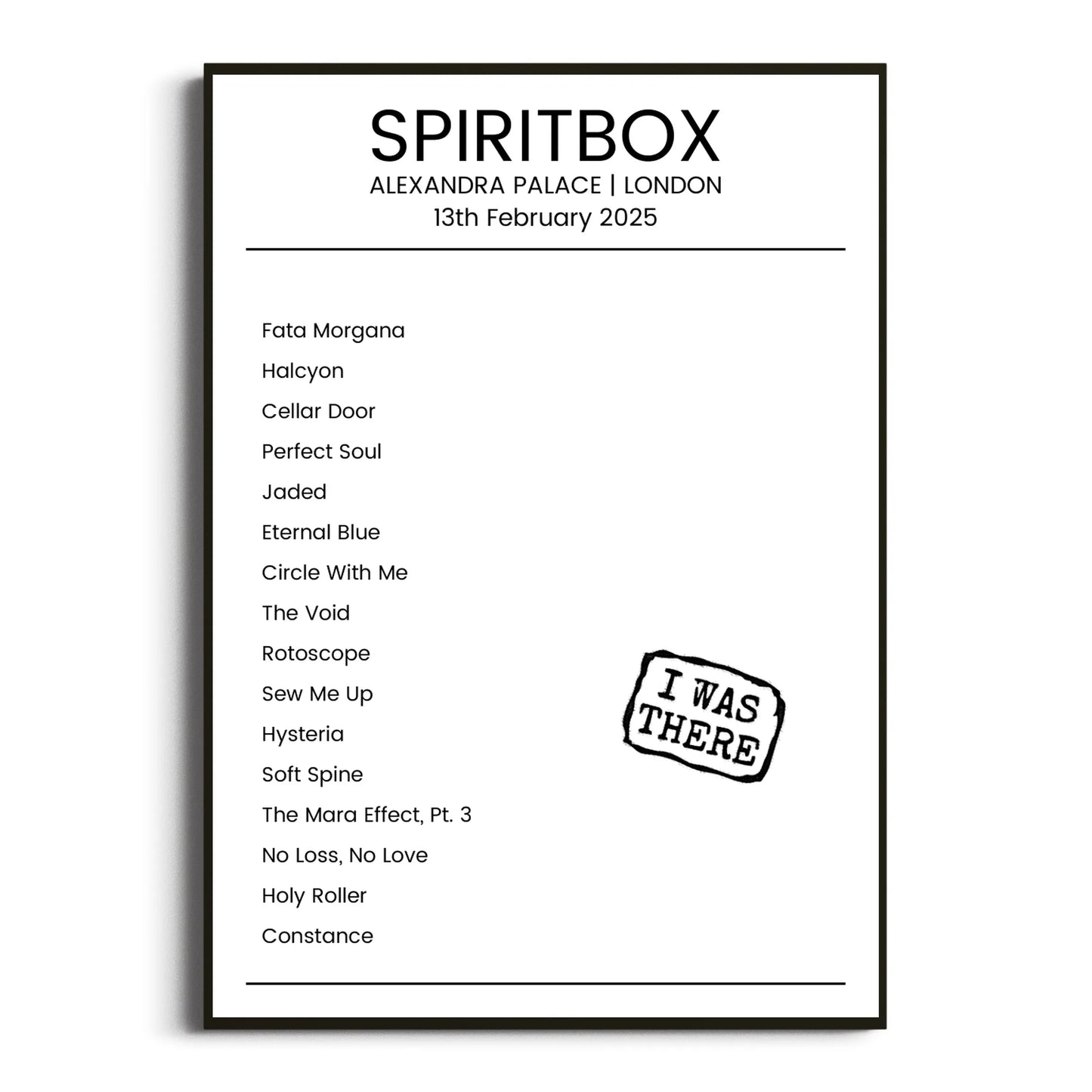 Spiritbox London 13 February 2025 Setlist Poster