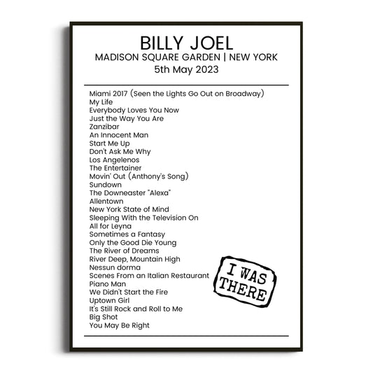 Billy Joel New York 05 May 2023 Setlist Poster