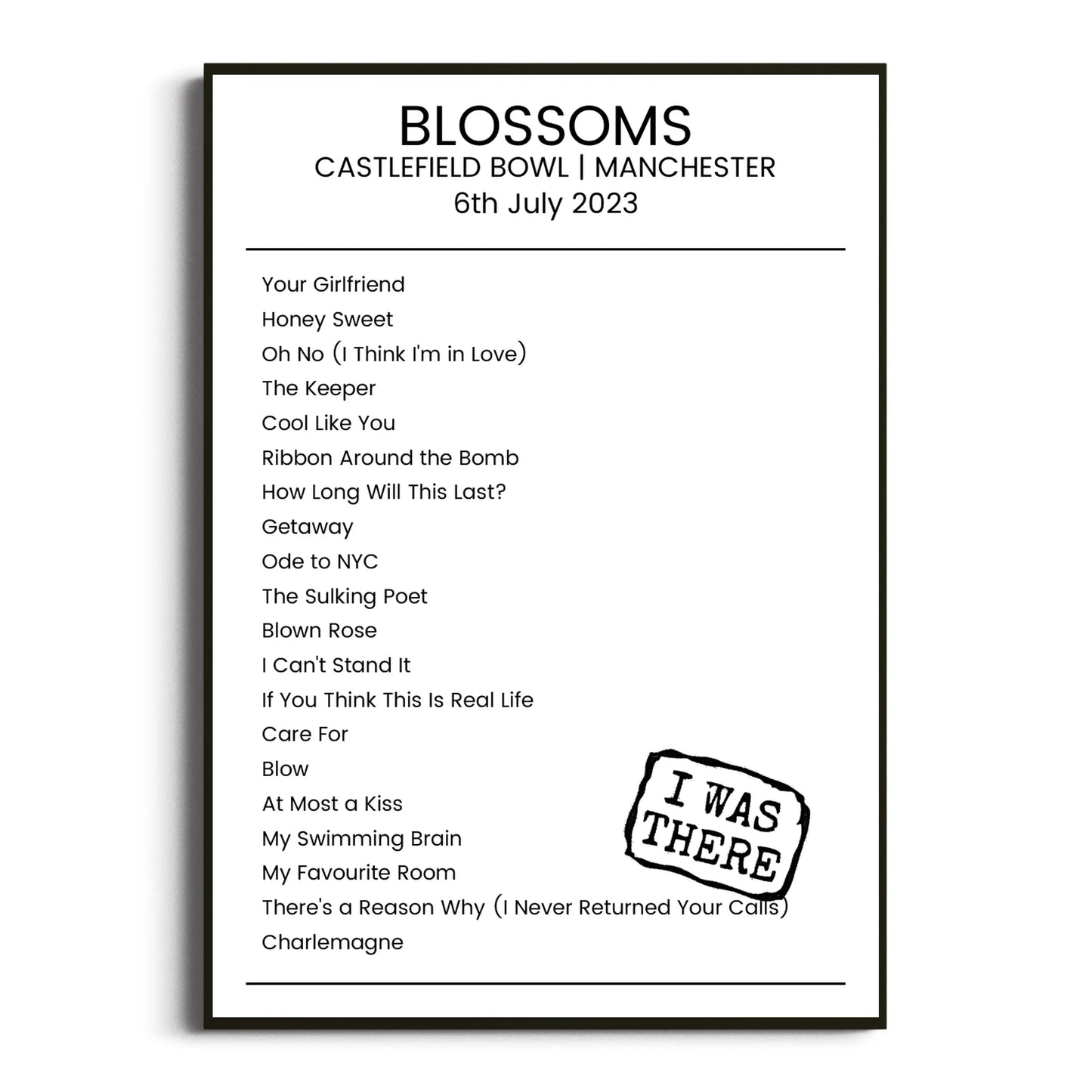 Blossoms Manchester 06 July 2023 Setlist Poster