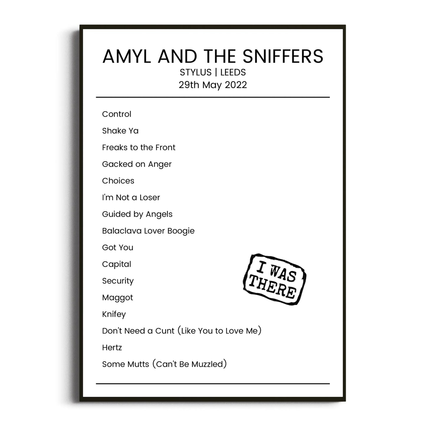 Amyl and the Sniffers Leeds 29 May 2022 Setlist Poster