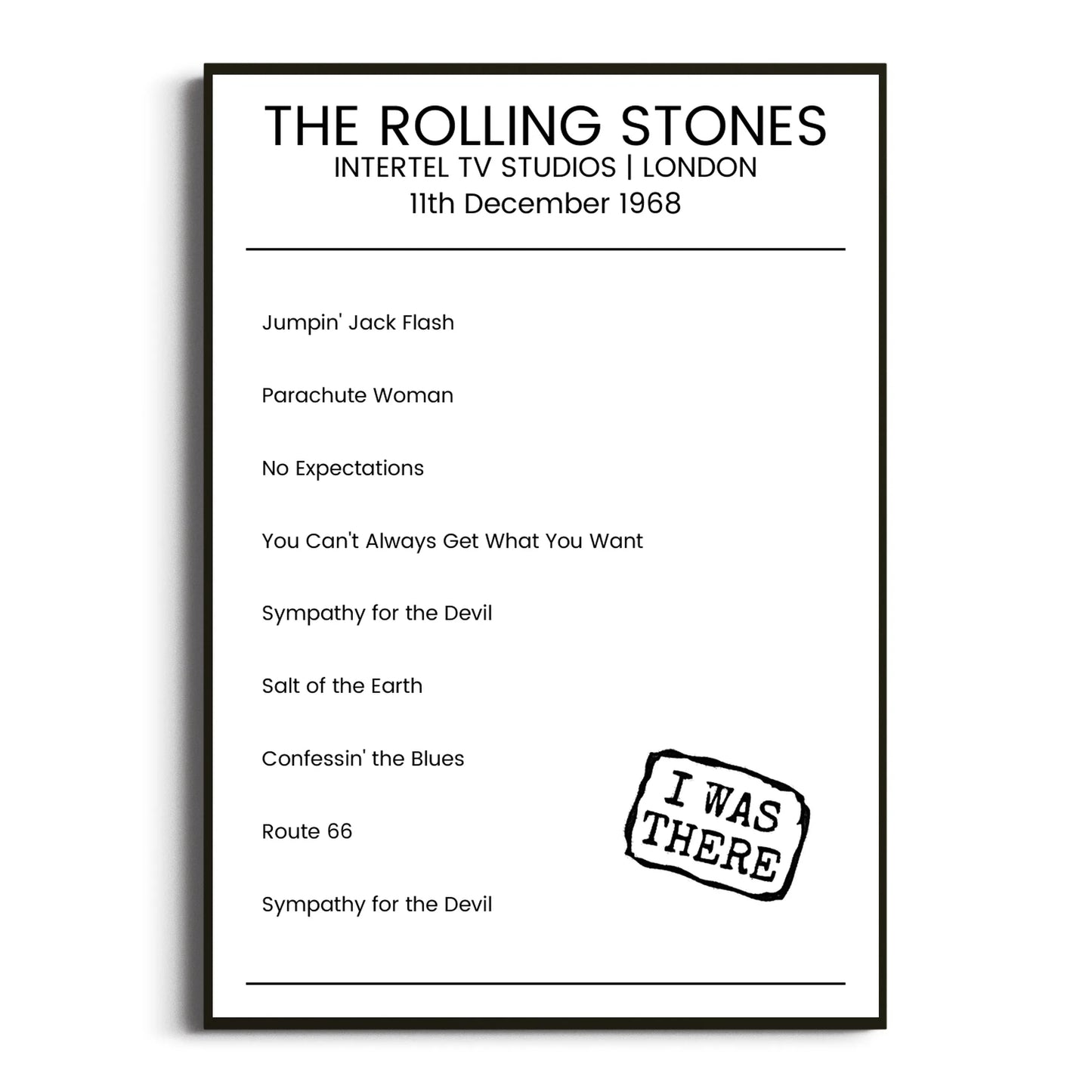 The Rolling Stones London 11 December 1968 Setlist Poster