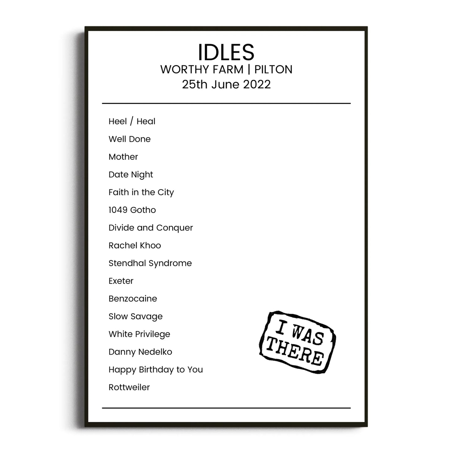 IDLES Pilton 25 June 2022 Setlist Poster