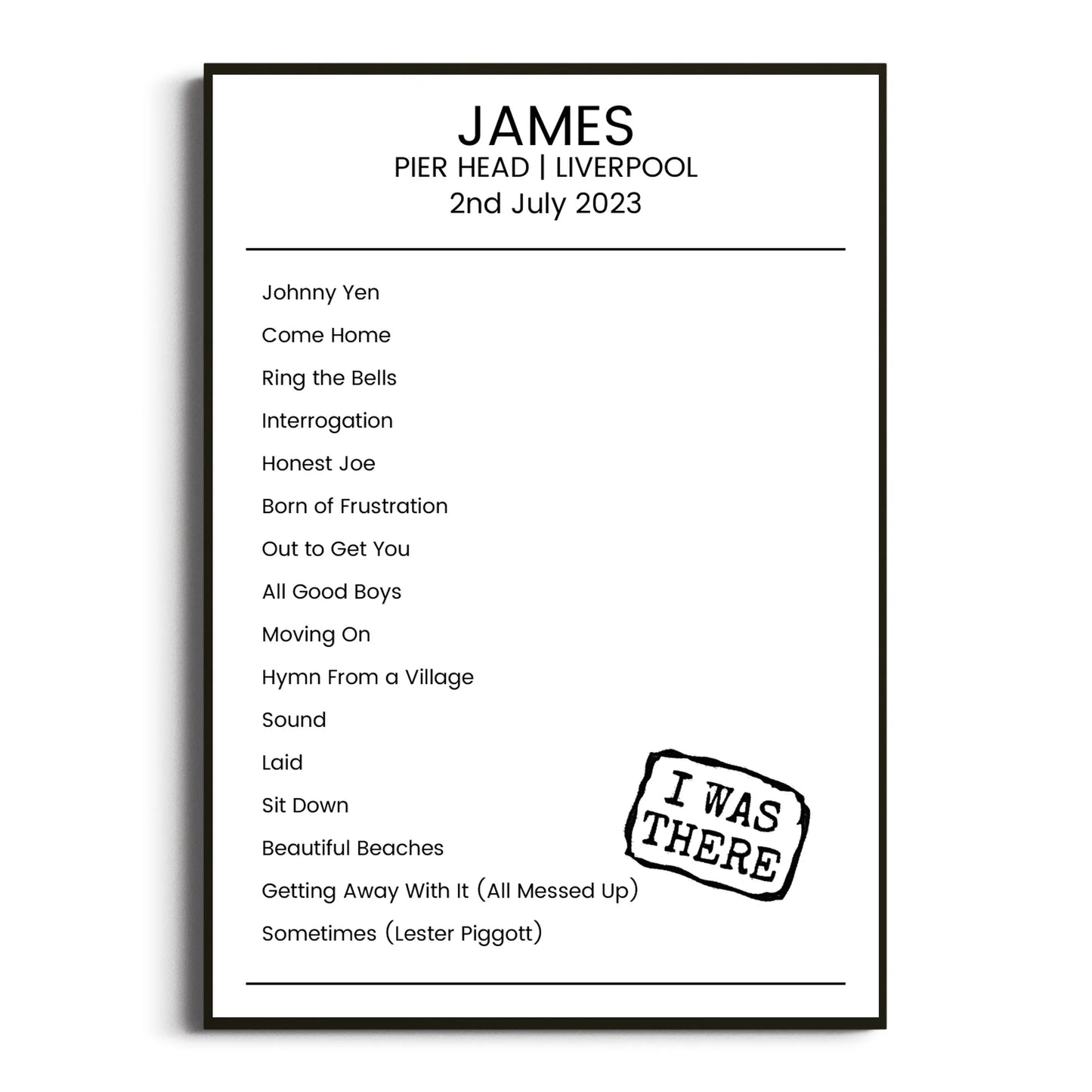 James Liverpool 02 July 2023 Setlist Poster