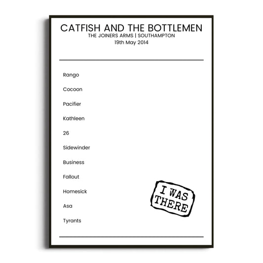 Catfish and the Bottlemen Southampton 19 May 2014 Setlist Poster