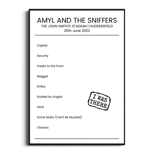 Amyl and the Sniffers Huddersfield 25 June 2022 Setlist Poster