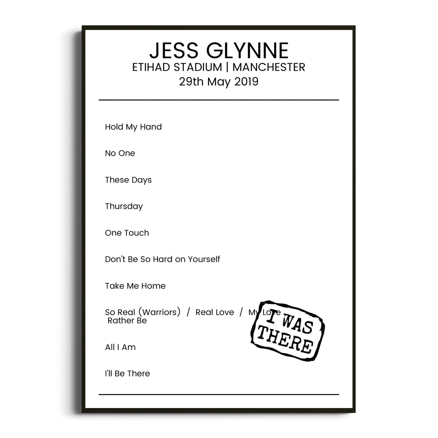 Jess Glynne Manchester 29 May 2019 Setlist Poster