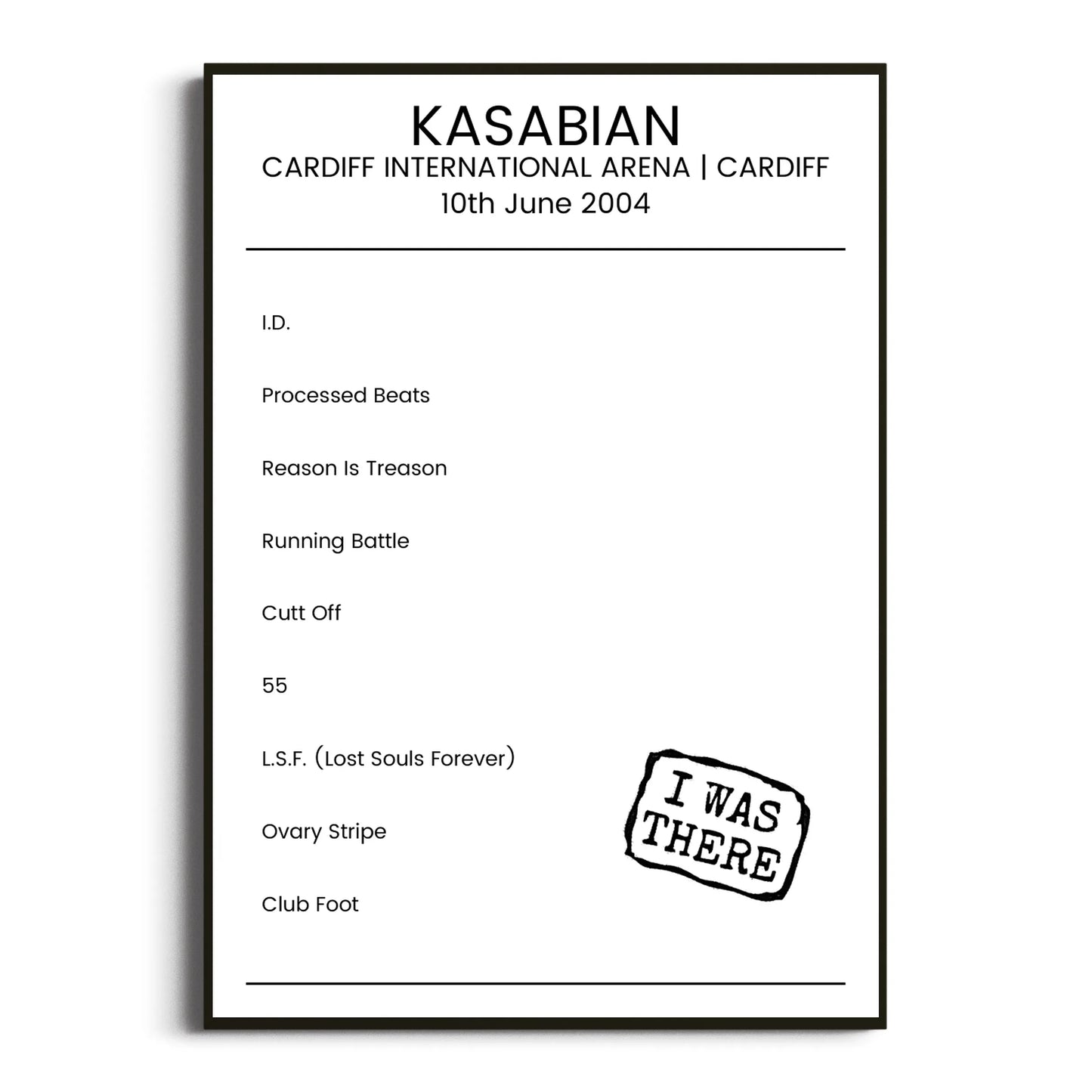 Kasabian Cardiff 10 June 2004 Setlist Poster