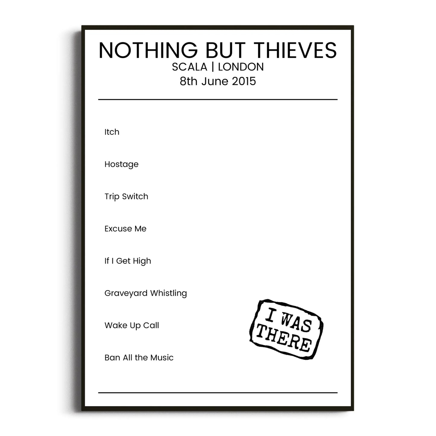 Nothing But Thieves London 08 June 2015 Setlist Poster